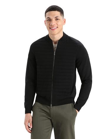 Sweat À Capuche Icebreaker City Label ZoneKnit™ Merino Insulated Knit Bomber Homme Noir | FR 1265NWYB